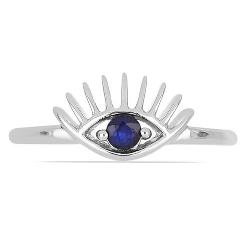 BUY 925 STERLING SILVER REAL BLUE SAPPHIRE SINGLE STONE RING